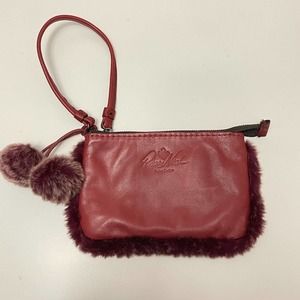 PATRICIA NASH Berry Red Italian Leather WRIST WALLET NEW Piedmont Sherpa Vinovo